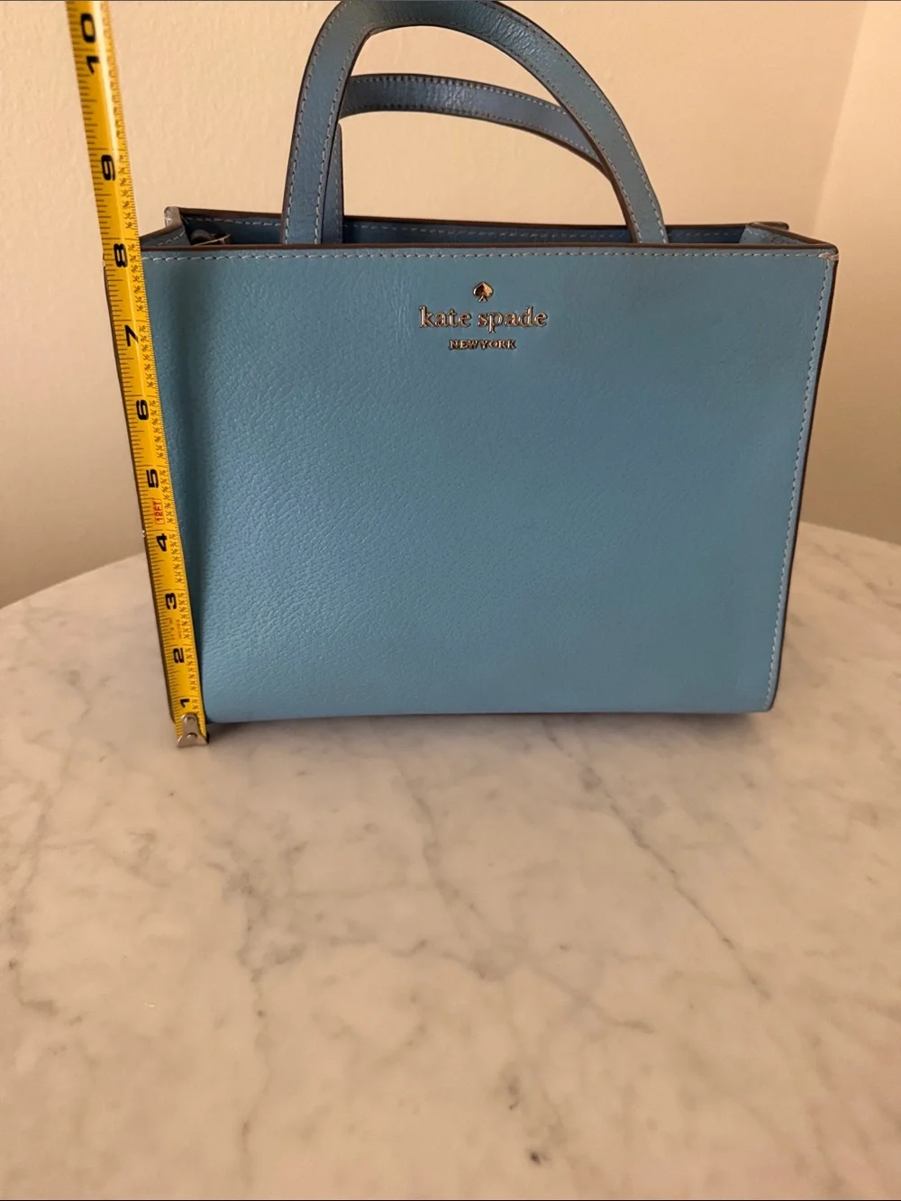 kate spade Blue Leather Mini Satchel with Gold Logo